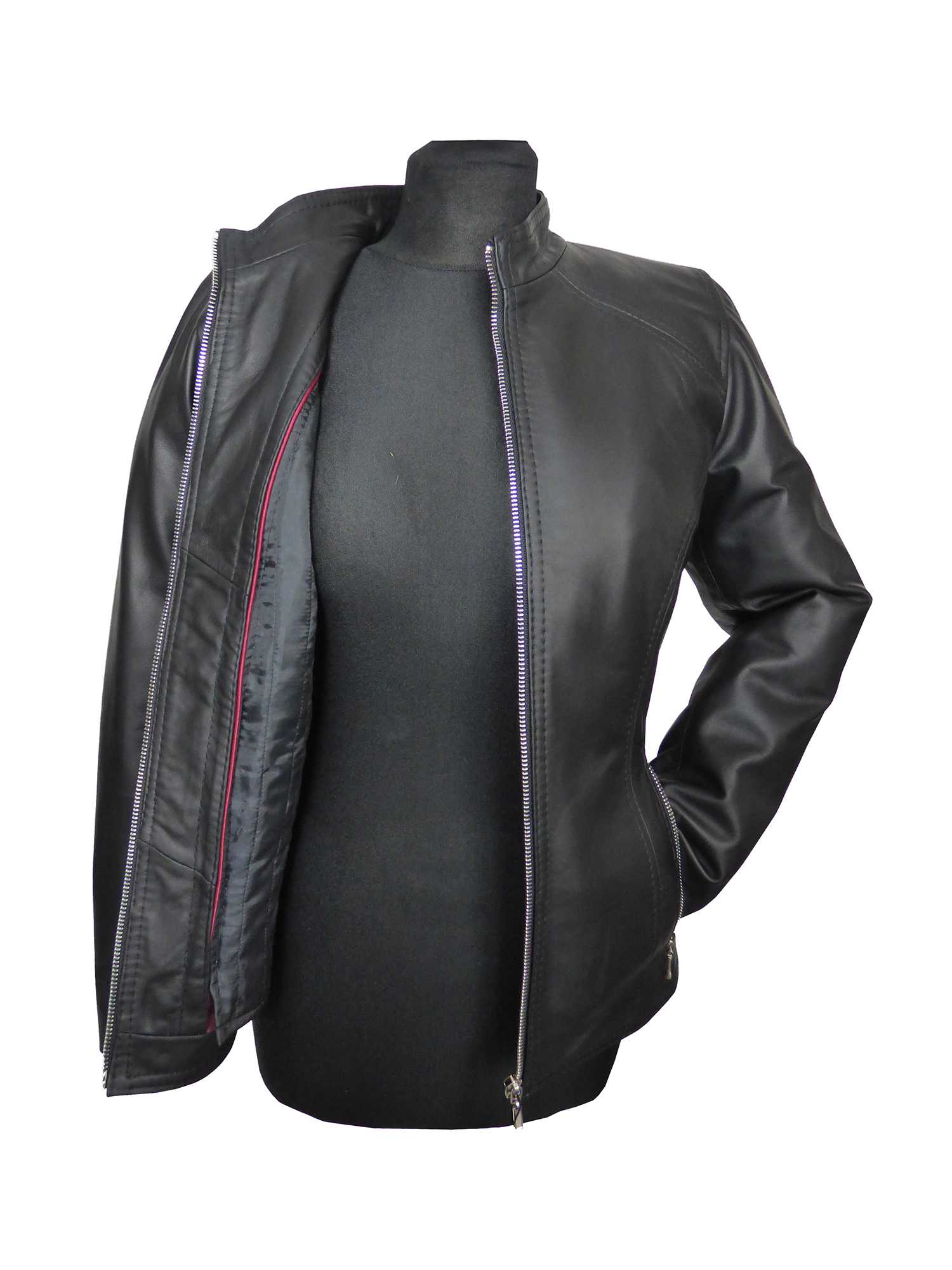 Kurtka skórzana damska - czarna *ELENA - obrazek 4